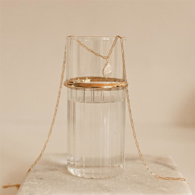 KOS Gouden Paperclip Ketting met Parel