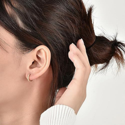 ISA Gold Earrings with Zircon