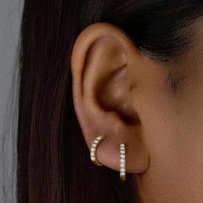 ISA Gold Earrings with Zircon